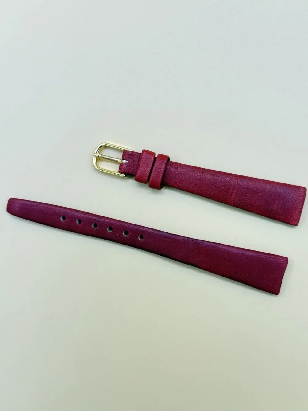 13mm KREISLER Genuine Calfskin Red NOS Vintage Watch Band & Gold-Tone Buckle